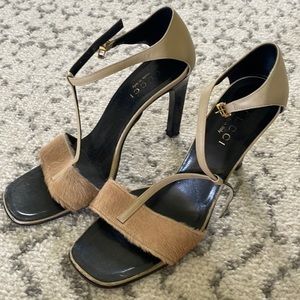 Gucci Heels with Fur Strap